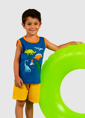 Turminha - Conjunto Infantil Regata Meia Malha Azul - TURMINHA