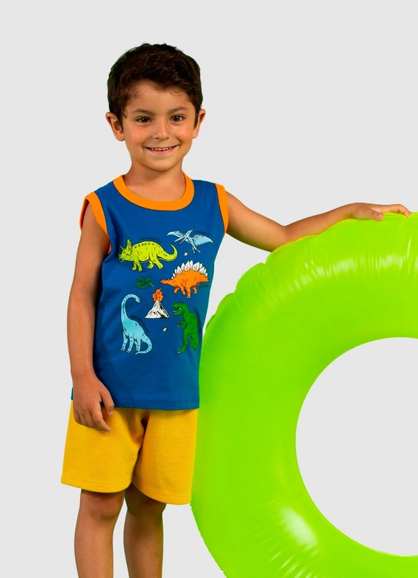 Turminha - Conjunto Infantil Regata Meia Malha Azul 1
