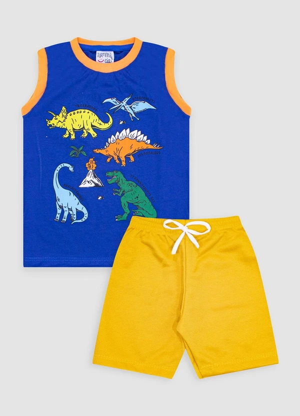 Turminha - Conjunto Infantil Regata Meia Malha Azul 2