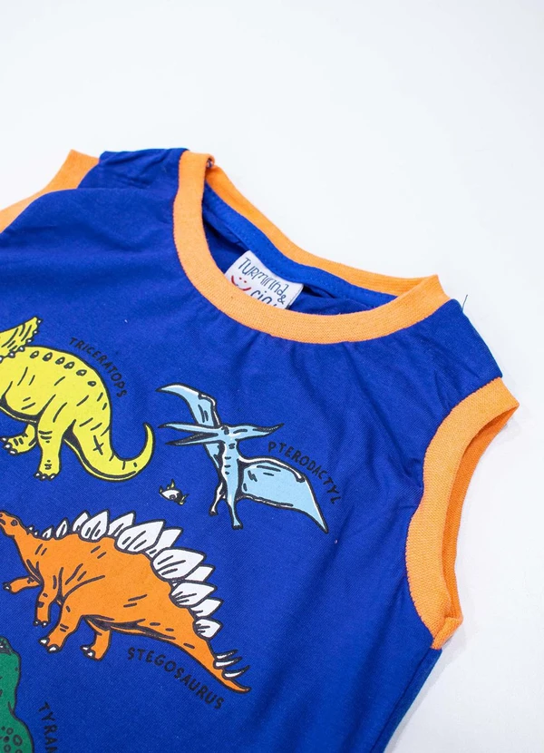 Turminha - Conjunto Infantil Regata Meia Malha Azul 4