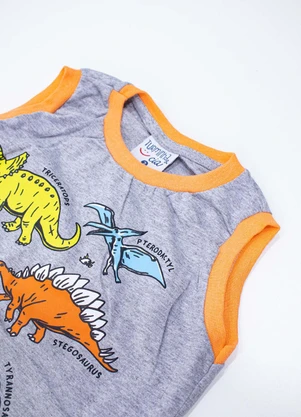 Turminha - Conjunto Infantil Regata Meia Malha Cinza - TURMINHA