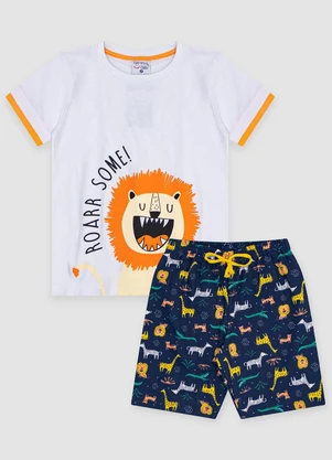 Turminha - Conjunto Infantil Roarr Branco - TURMINHA