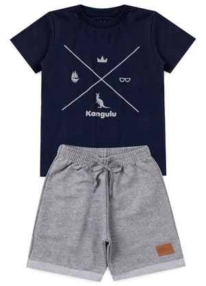 Rosa Azul - Conjunto Infantil Símbolos Kangulu Azul Marinho - ROSA AZUL