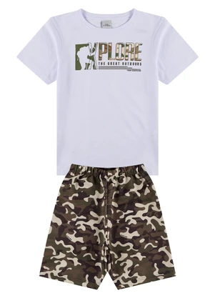 Vida Costeira - Conjunto Infantil Sublimado Camuflado Branco - VIDA COSTEIRA