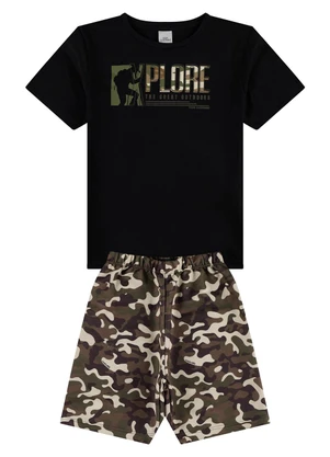 Vida Costeira - Conjunto Infantil Sublimado Camuflado Preto - VIDA COSTEIRA