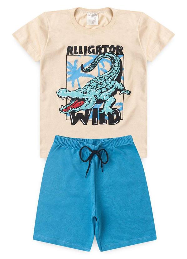 Rosa Azul - Conjunto Infantil Verão Alligator Kangulu Bege