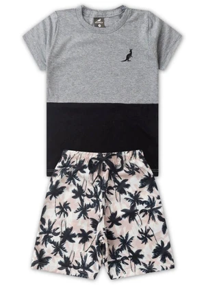 Rosa Azul - Conjunto Infantil Verão Básico Kangulu Cinza - ROSA AZUL