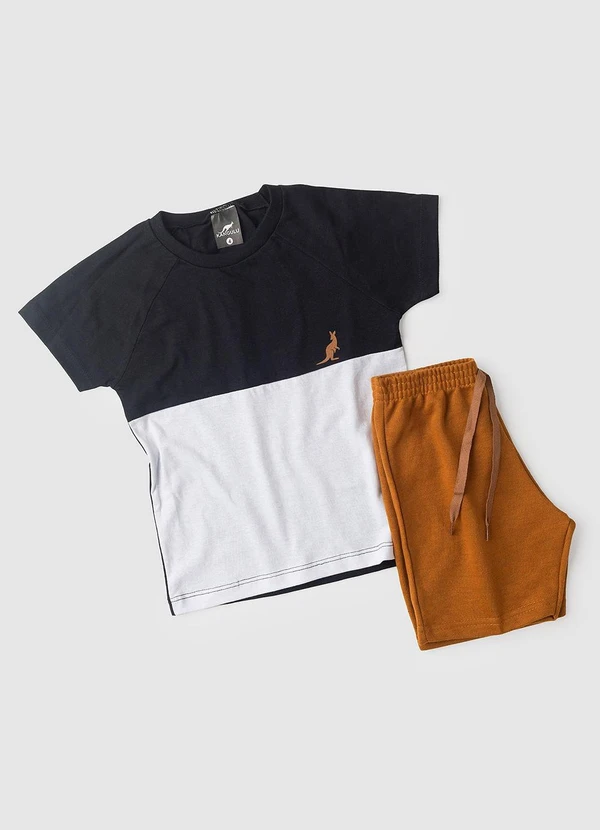 Rosa Azul - Conjunto Infantil Verão Básico Kangulu Preto 4