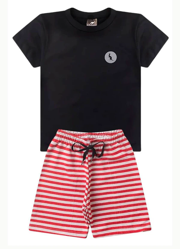 Rosa Azul - Conjunto Infantil Verão Básico Kangulu Preto 1