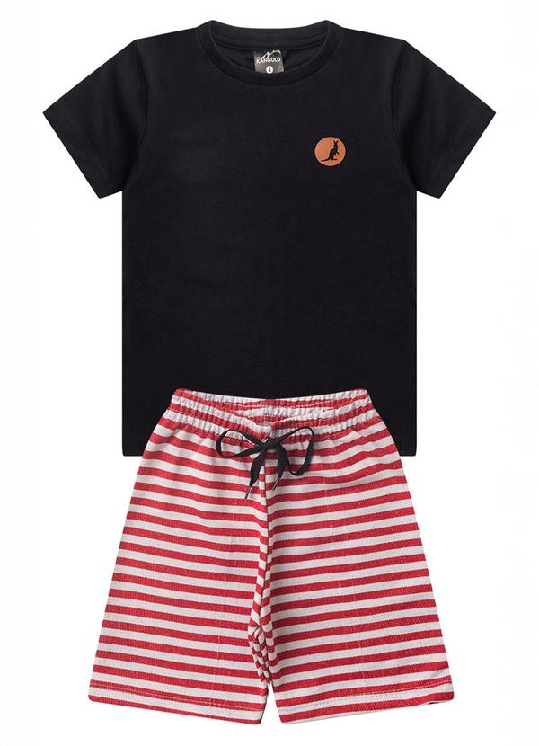 Rosa Azul - Conjunto Infantil Verão Básico Kangulu Preto