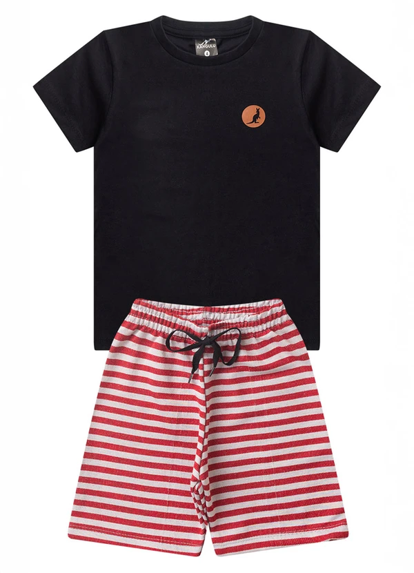 Rosa Azul - Conjunto Infantil Verão Básico Kangulu Preto 1