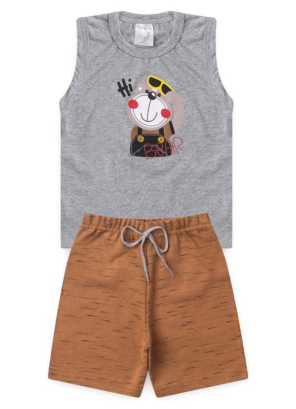 Rosa Azul - Conjunto Infantil Verão Bear Kangulu Cinza