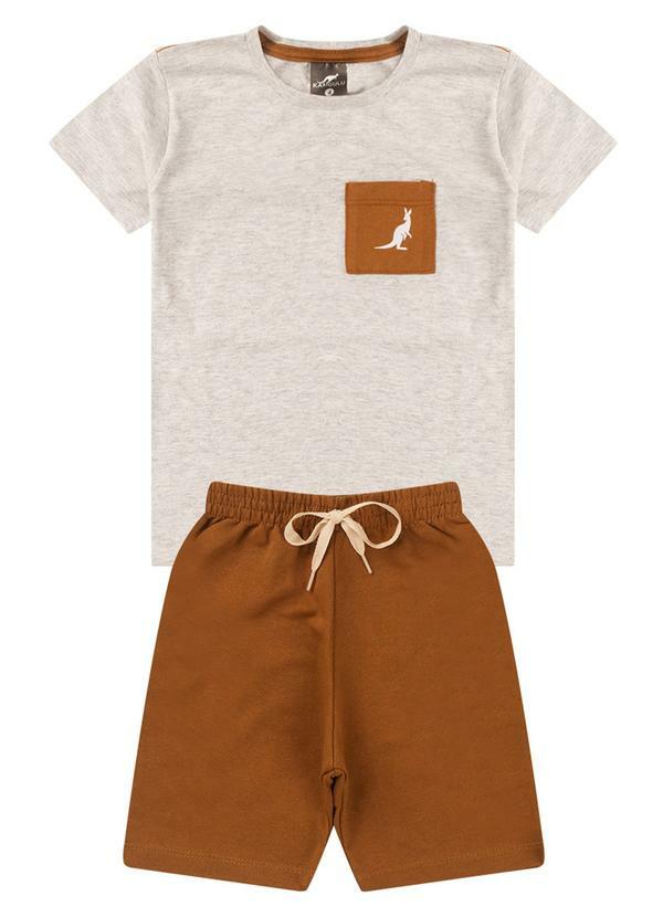Rosa Azul - Conjunto Infantil Verão Bolso Kangulu Mescla