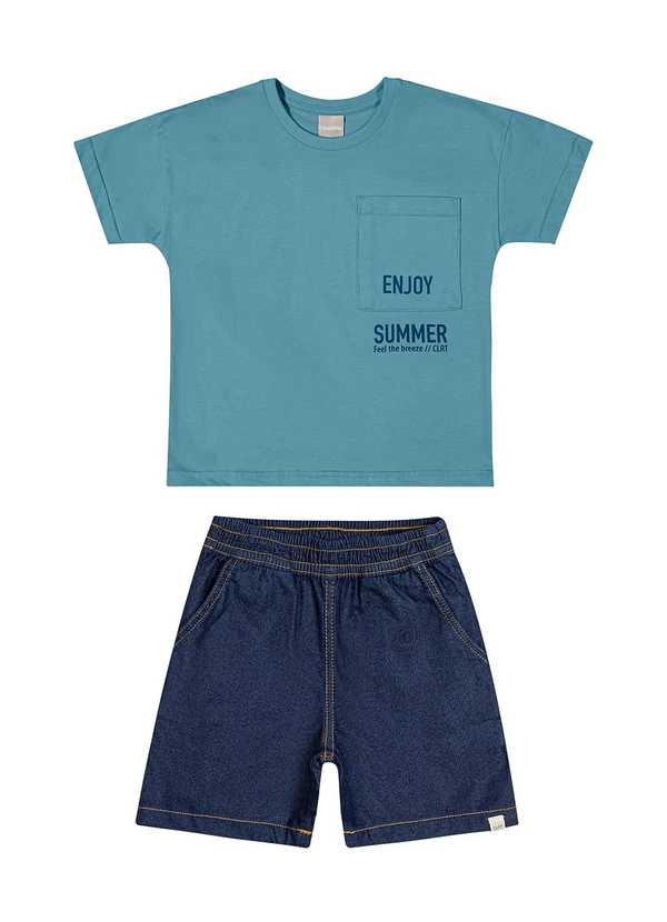 Colorittá - Conjunto Infantil  Verão Casual Colorittá Azul