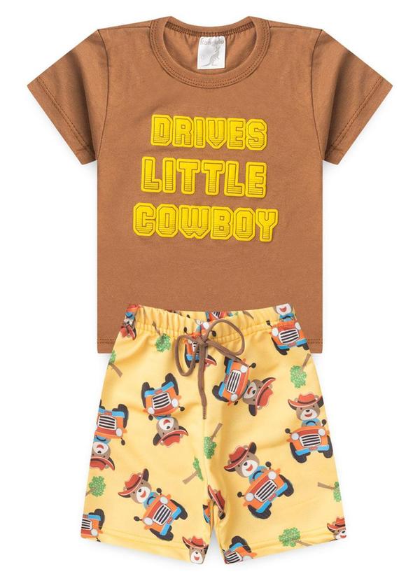 Rosa Azul - Conjunto Infantil Verão Drives Kangulu Marrom