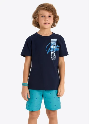 Rovi Kids - Conjunto Infantil Verão em Meia Malha Azul - ROVI KIDS