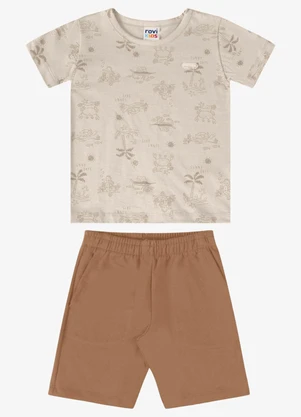 Rovi Kids - Conjunto Infantil Verão em Meia Malha Bege - ROVI KIDS