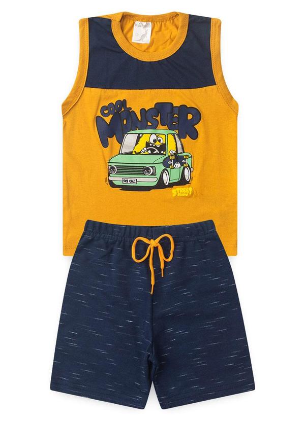 Rosa Azul - Conjunto Infantil Verão Monster Kangulu Amarelo