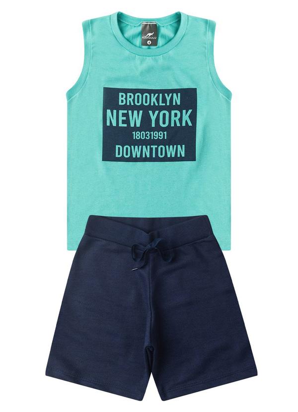 Rosa Azul - Conjunto Infantil Verão Regata Brooklyn Azul