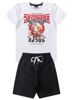 Rosa Azul - Conjunto Infantil Verão Sayonara Kangulu Branco - ROSA AZUL