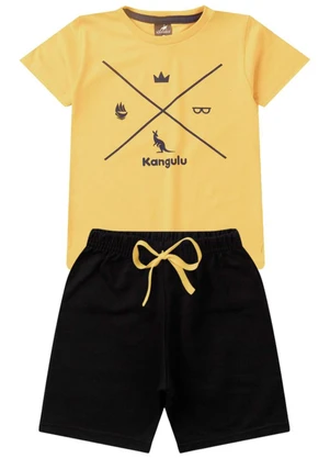 Rosa Azul - Conjunto Infantil Verão Símbolos Kangulu Amarelo - ROSA AZUL