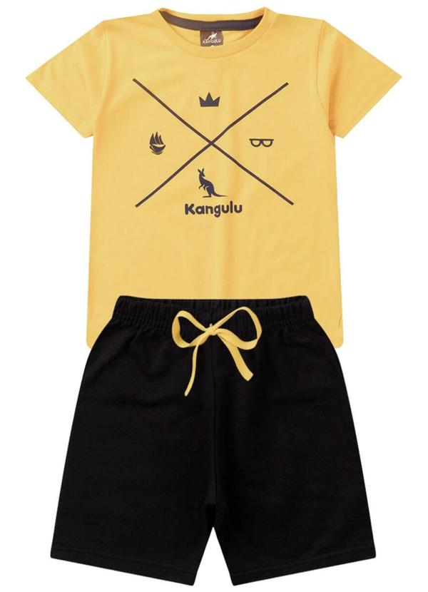 Rosa Azul - Conjunto Infantil Verão Símbolos Kangulu Amarelo