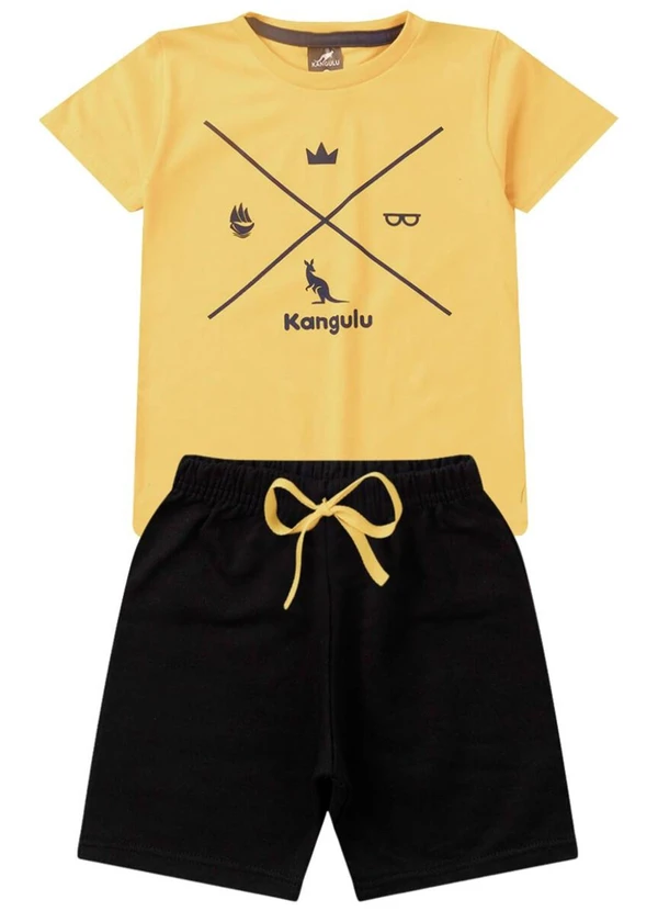 Rosa Azul - Conjunto Infantil Verão Símbolos Kangulu Amarelo 1