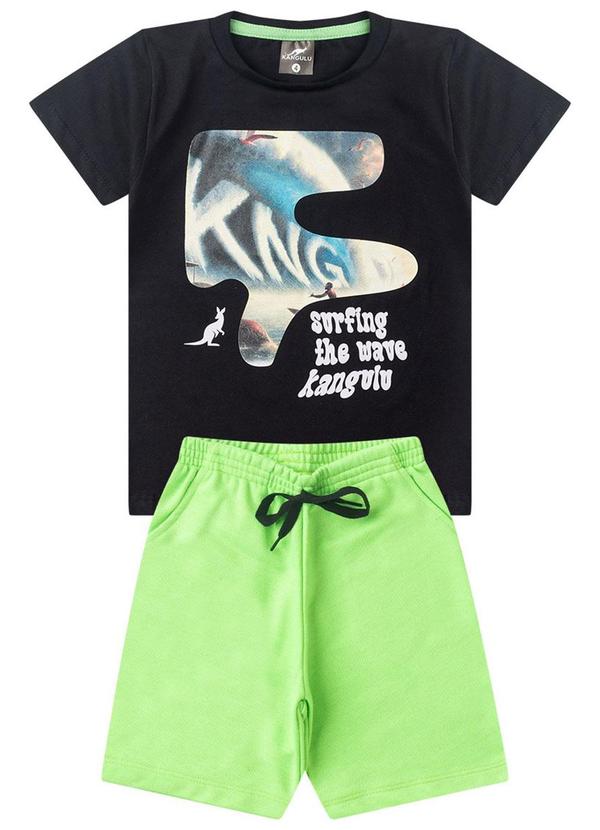 Rosa Azul - Conjunto Infantil Verão Wave Kangulu Preto