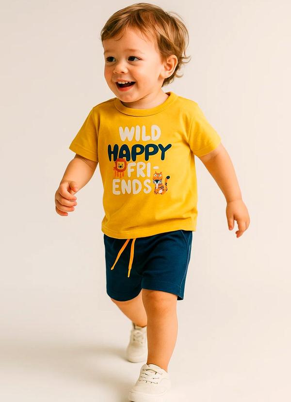 Rosa Azul - Conjunto Infantil Verão Wild Kangulu Amarelo