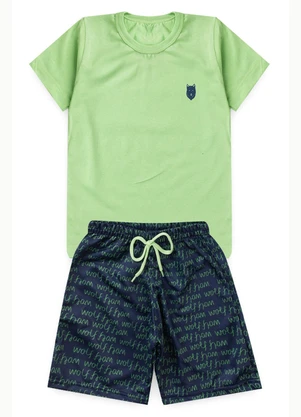 Rosa Azul - Conjunto Infantil Verão Wolf Kangulu Verde Lima - ROSA AZUL