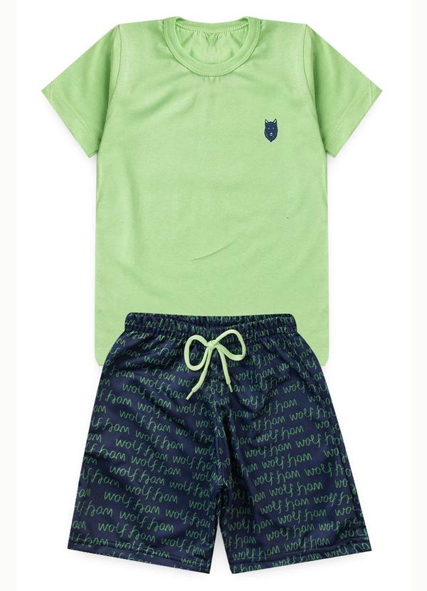 Rosa Azul - Conjunto Infantil Verão Wolf Kangulu Verde Lima
