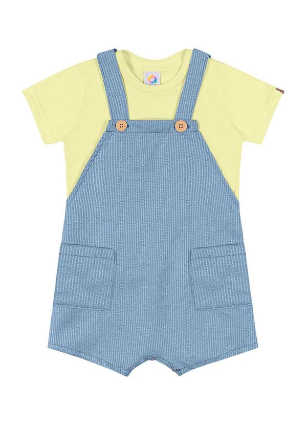 Alenice - Conjunto Jardineira Detalhada Menino Amarelo