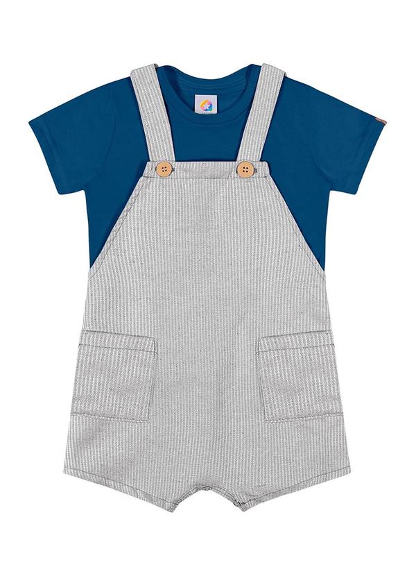 Alenice - Conjunto Jardineira Detalhada Menino Azul