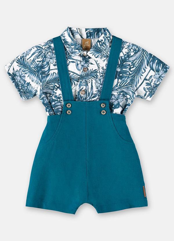 Up Baby - Conjunto Jardineira e Body Bebê Azul