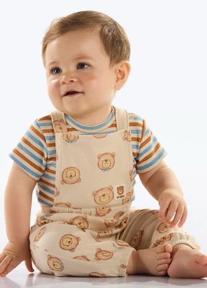 Up Baby - Conjunto Jardineira e Body Bebê Marrom - UP BABY