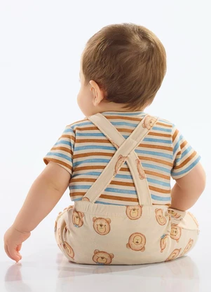 Up Baby - Conjunto Jardineira e Body Bebê Marrom - UP BABY