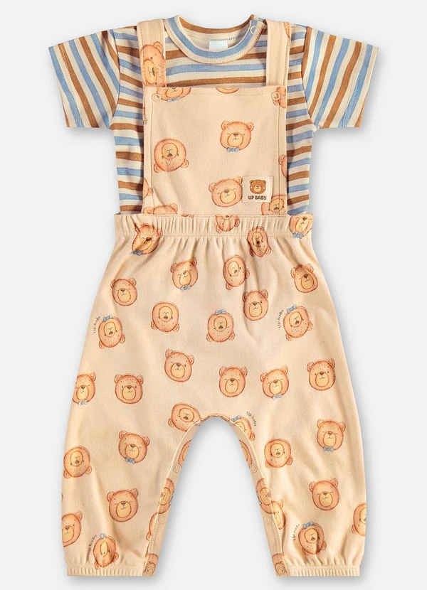 Up Baby - Conjunto Jardineira e Body Bebê Marrom 3
