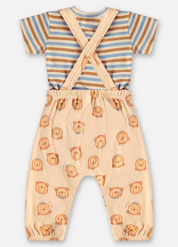 Up Baby - Conjunto Jardineira e Body Bebê Marrom 4