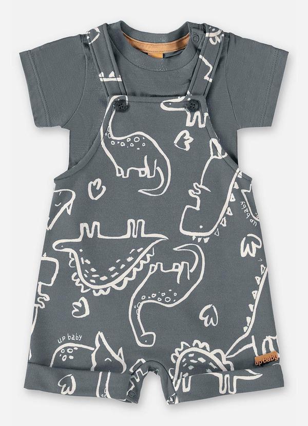 Up Baby - Conjunto Jardineira e Body Cinza