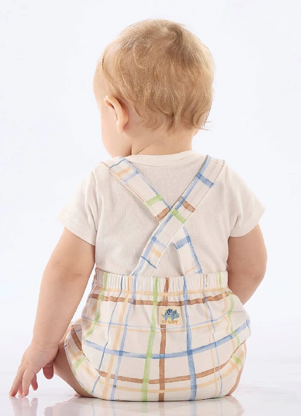 Up Baby - Conjunto Jardineira e Body Suedine Branco 2