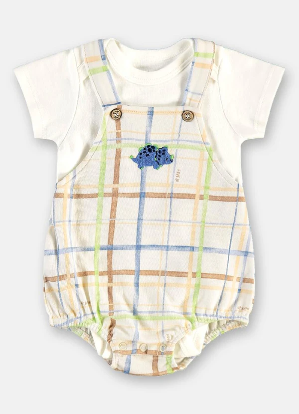 Up Baby - Conjunto Jardineira e Body Suedine Branco 3