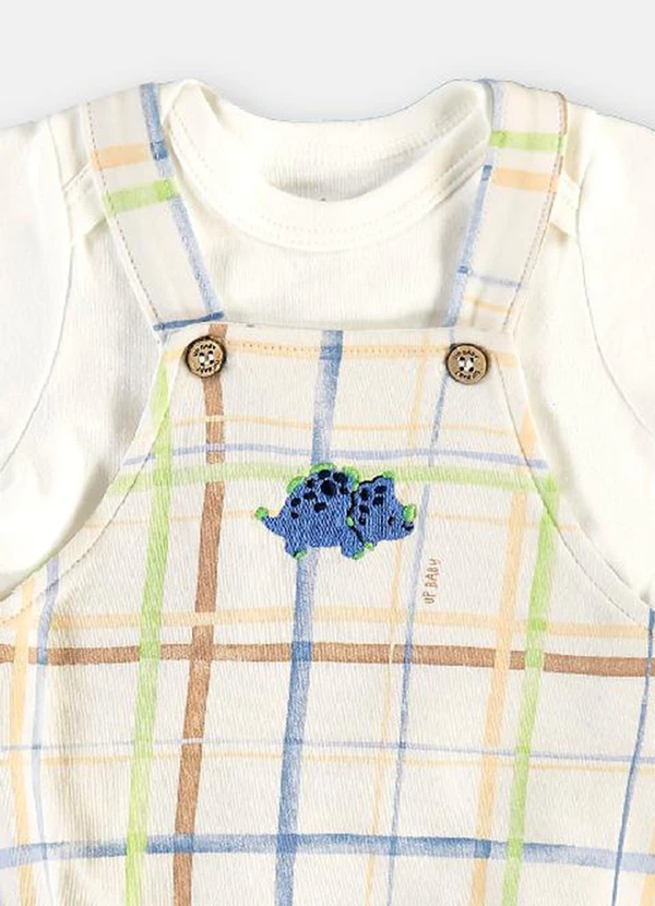 Up Baby - Conjunto Jardineira e Body Suedine Branco 5