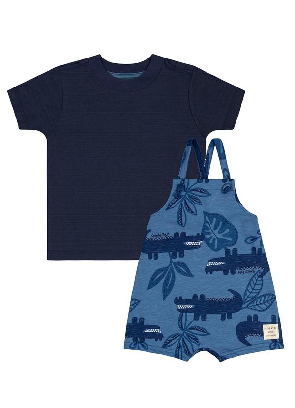 Quimby - Conjunto Jardineira e Camiseta Bebê Azul
