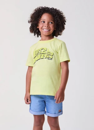 Bimbi - Conjunto Jeans Amarelo Manteiga Verde - BIMBI