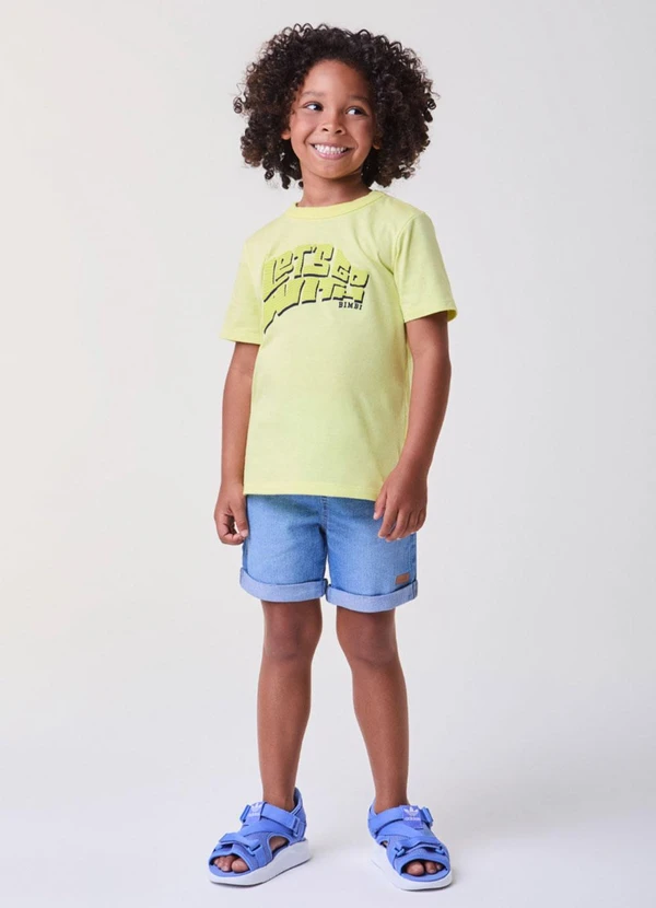 Bimbi - Conjunto Jeans Amarelo Manteiga Verde 2