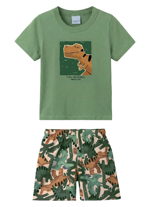 Malwee Kids - Conjunto Jurrasic em Puff Verde Menta