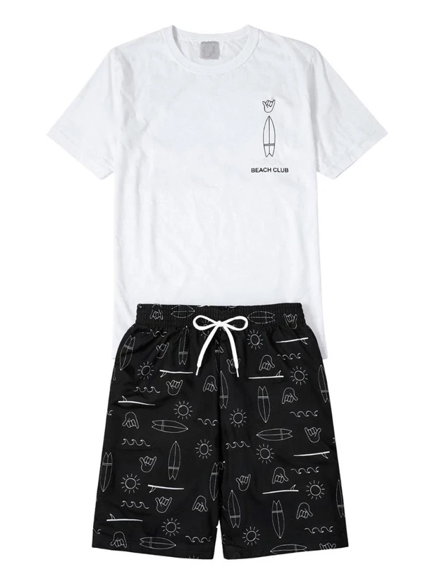 Rosa Azul - Conjunto Juvenil Menino Verão Beach Club Branco 2
