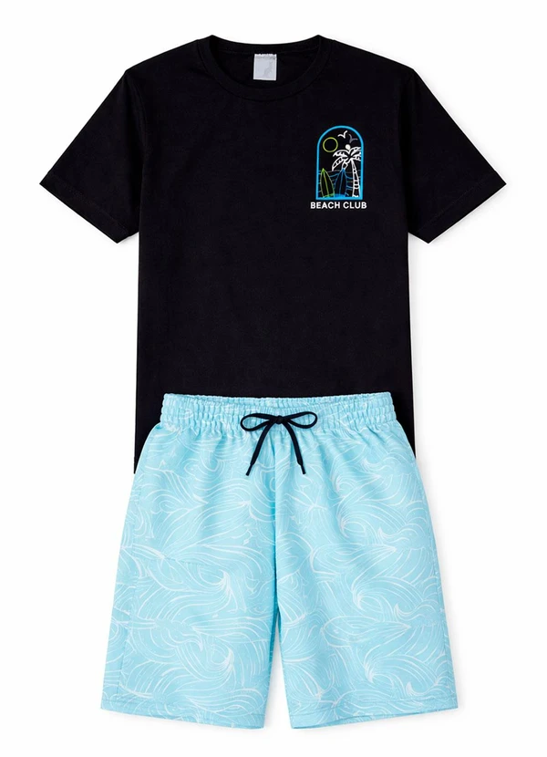 Rosa Azul - Conjunto Juvenil Menino Verão Beach Club Preto 2