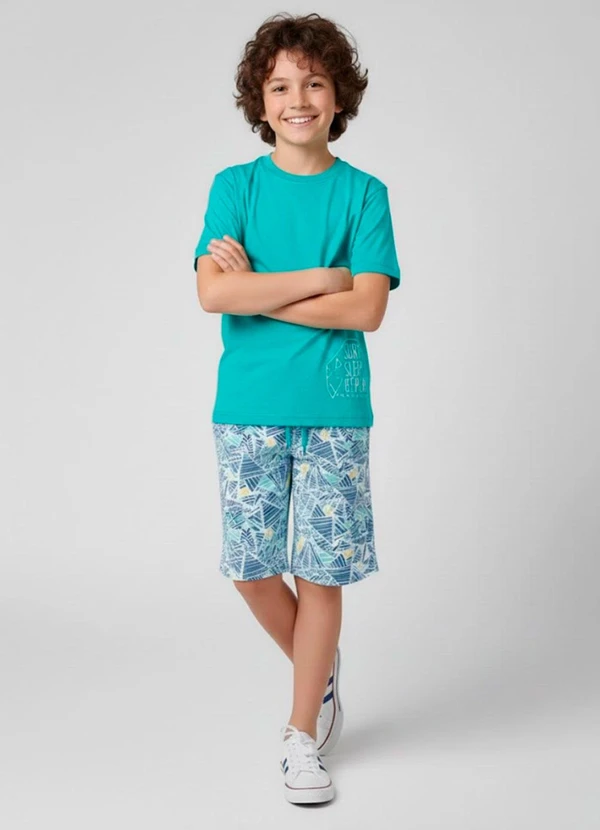 Rosa Azul - Conjunto Juvenil Menino Verão Minimalista Azul