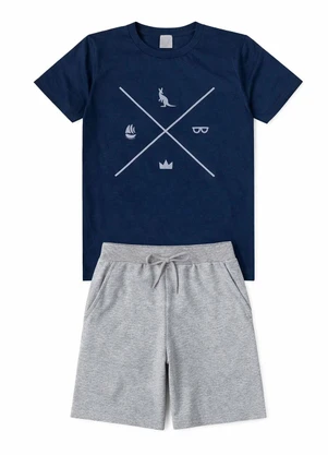 Rosa Azul - Conjunto Juvenil Menino Verão Símbolos Azul - ROSA AZUL